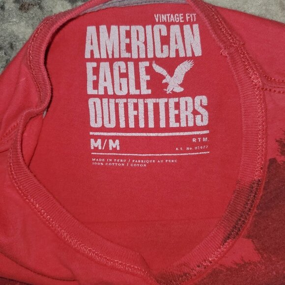 American Eagle Vintage Fit Live Your Life Red T-Shirt Size M - Picture 4 of 7